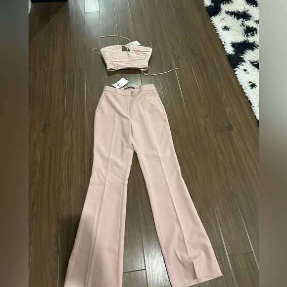 Zara brush pink halter top and full length pants
